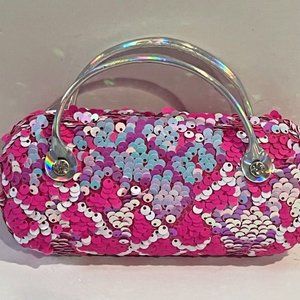 Women Kids Girls Boys pink sequin shiny Eyeglass Case Glasses Pouch Dazzling